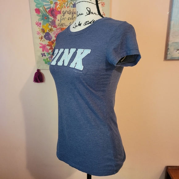 Victoria's Secret PINK Women's T-shirt, Blue/Pink, S, Y2K, Good Condition - Picture 5 of 12